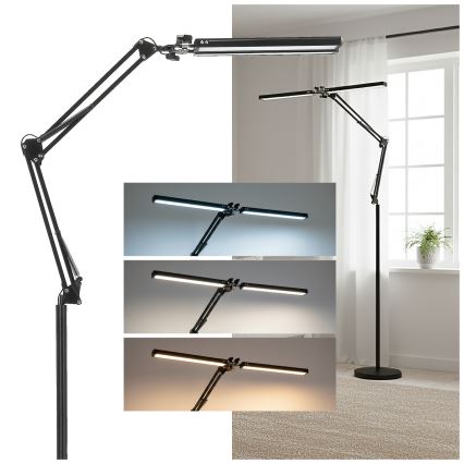 Brilagi - Εύκαμπτη ρυθμιζόμενη λάμπα δαπέδου VARIO LED/14W/230V 3000-6000K 157 cm μαύρη