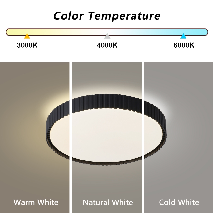 Brilagi - Ρυθμιζόμενο LED φωτιστικό οροφής CORVO LED/54W/230V 3000-6000K μαύρο Ø 40 cm + τηλεχειριστήριο