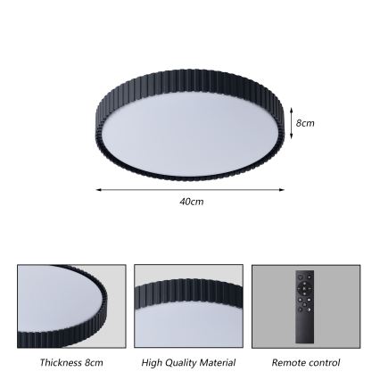 Brilagi - Ρυθμιζόμενο LED φωτιστικό οροφής CORVO LED/54W/230V 3000-6000K μαύρο Ø 40 cm + τηλεχειριστήριο