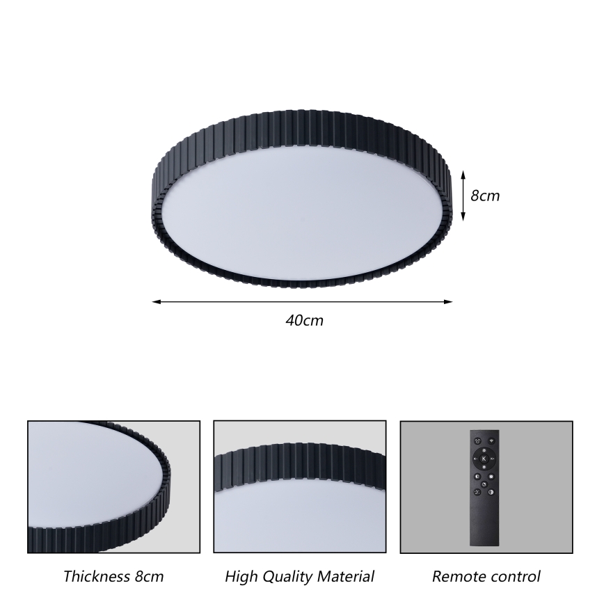 Brilagi - Ρυθμιζόμενο LED φωτιστικό οροφής CORVO LED/54W/230V 3000-6000K μαύρο Ø 40 cm + τηλεχειριστήριο