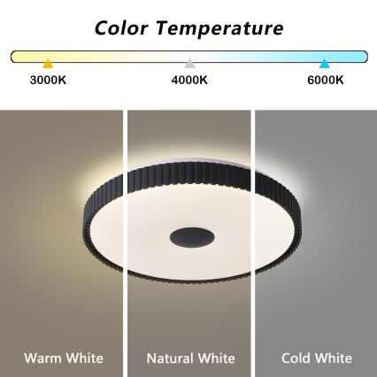 Brilagi - Ρυθμιζόμενο LED φωτιστικό οροφής CORVO LED/72W/230V 3000-6000K μαύρο, διάμ. 50 cm + τηλεχειριστήριο