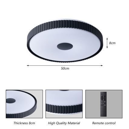 Brilagi - Ρυθμιζόμενο LED φωτιστικό οροφής CORVO LED/72W/230V 3000-6000K μαύρο, διάμ. 50 cm + τηλεχειριστήριο