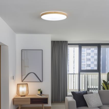 Brilagi - LED ρυθμιζόμενο φωτιστικό οροφής PINE LED/60W/230V, ξύλινο φινίρισμα, Ø 52 cm, 3000-6500K + τηλεχειριστήριο