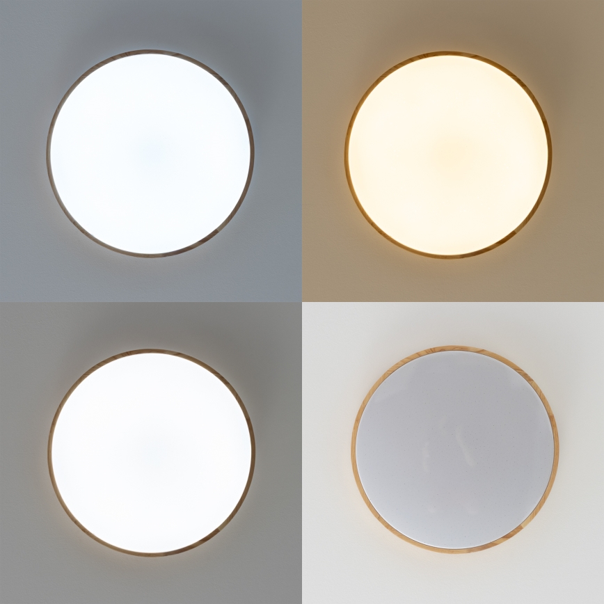 Brilagi - LED ρυθμιζόμενο φωτιστικό οροφής PINE LED/60W/230V, ξύλινο φινίρισμα, Ø 52 cm, 3000-6500K + τηλεχειριστήριο