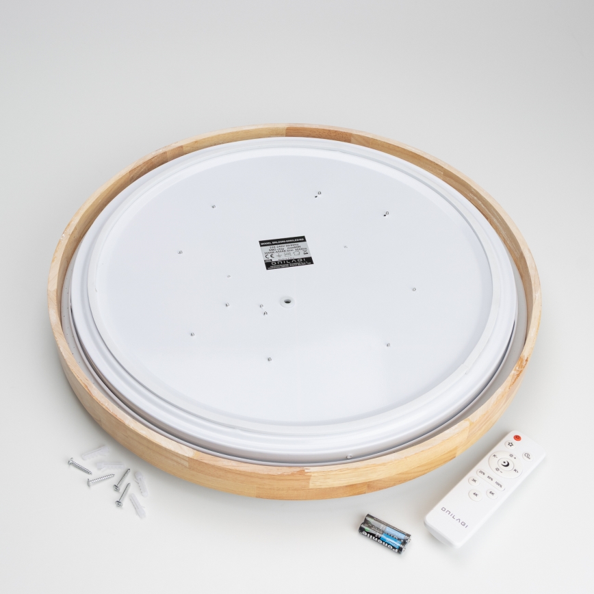 Brilagi - LED ρυθμιζόμενο φωτιστικό οροφής PINE LED/60W/230V, ξύλινο φινίρισμα, Ø 52 cm, 3000-6500K + τηλεχειριστήριο