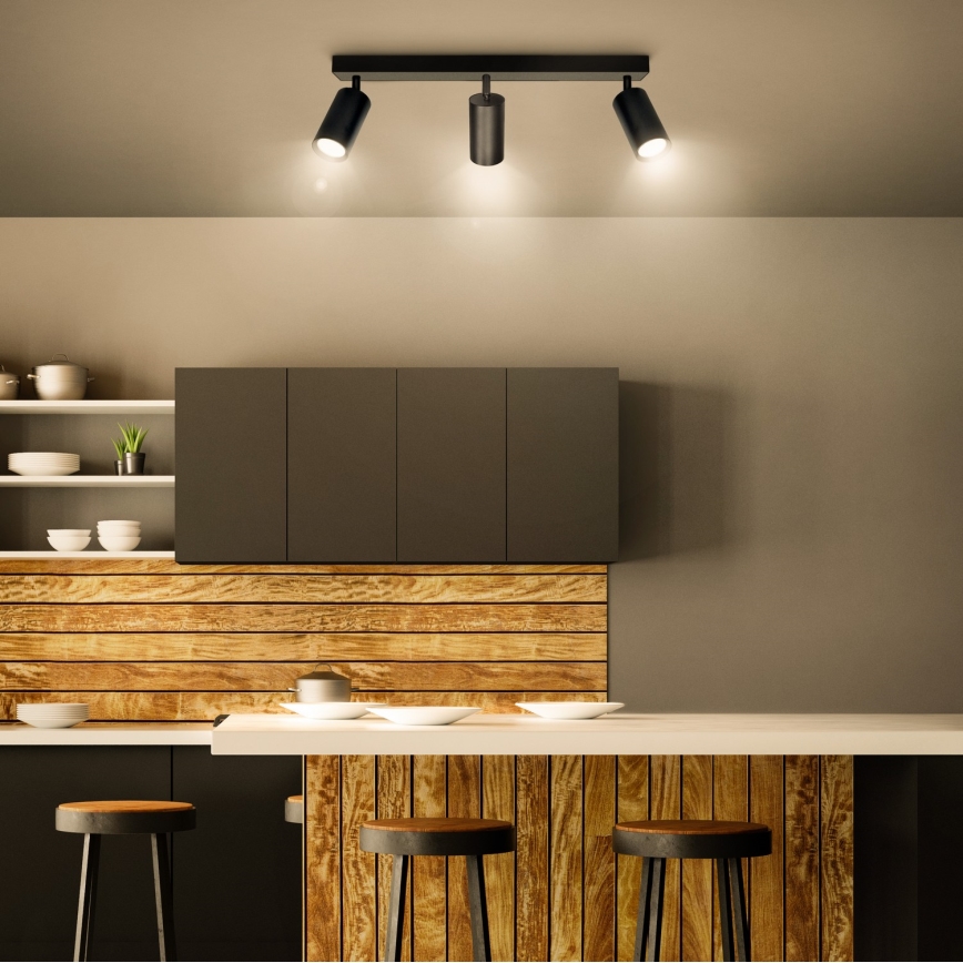 Brilagi - LED RGBW Ρυθμιζόμενο σημειακό φωτιστικό SELE 3xGU10/4,8W/230V 3000K μαύρο + τηλεχειριστήριο