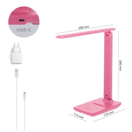 Brilagi - Ρυθμιζόμενο επιτραπέζιο φωτιστικό MODO LED/7W/230V 3000/4000/6500K ροζ