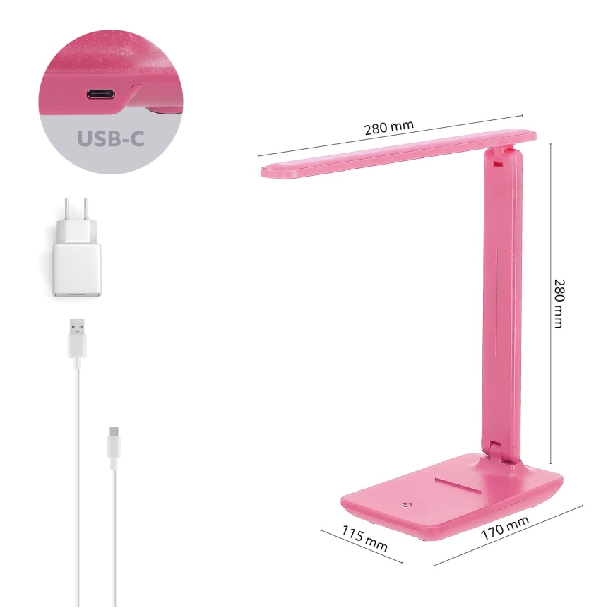 Brilagi - Ρυθμιζόμενο επιτραπέζιο φωτιστικό MODO LED/7W/230V 3000/4000/6500K ροζ