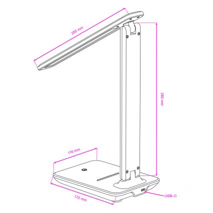 Brilagi - Ρυθμιζόμενο επιτραπέζιο φωτιστικό LED MODO LED/7W/230V 3000/4000/6500K μαύρο