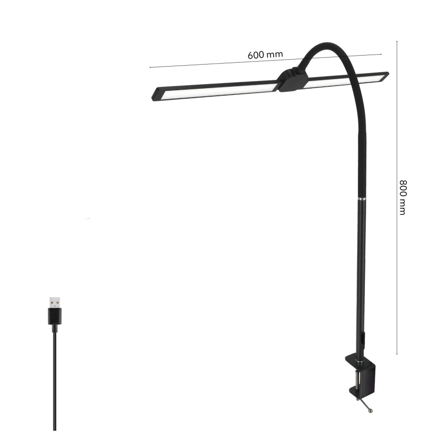 Brilagi - Ρυθμιζόμενο επιτραπέζιο φωτιστικό LED USB VARIO LED/14W/5V 3000-6000K μαύρο