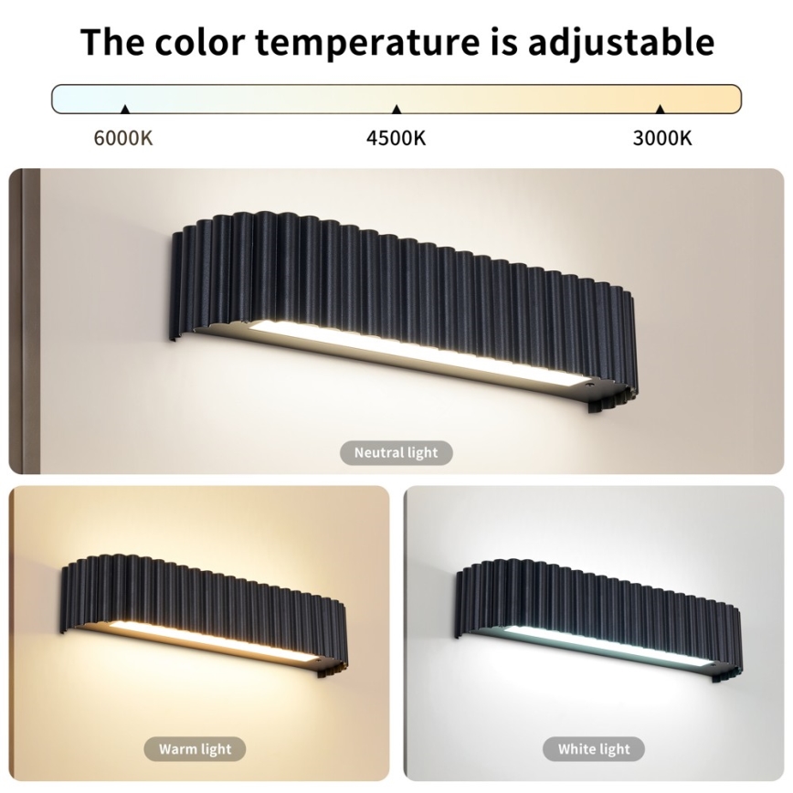 Brilagi - Ρυθμιζόμενο επιτοίχιο φωτιστικό LED FALCON MODERN LED/14W/230V 3000-6000K 40 cm μαύρο + τηλεχειριστήριο
