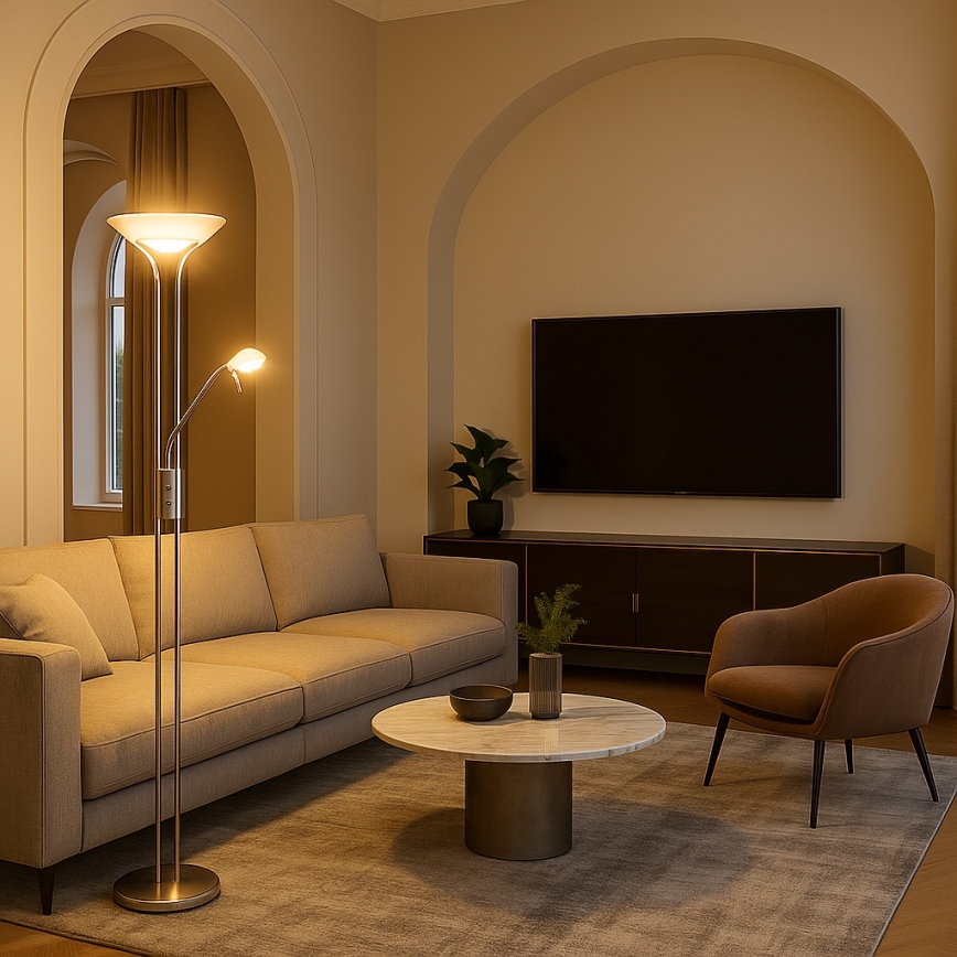 Brilagi - Ρυθμιζόμενη επιδαπέδια λάμπα SCARLETT 1xR7s/230W/230V + 1xG9/40W ματ χρώμιο