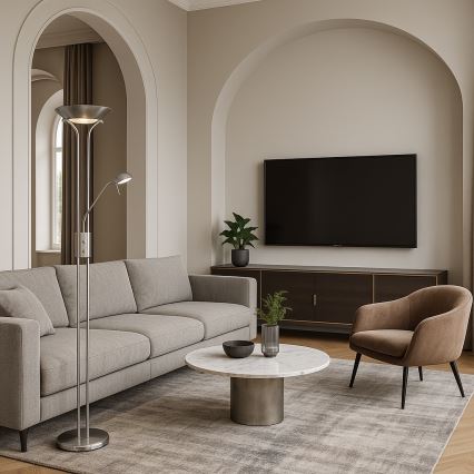 Brilagi - Ρυθμιζόμενη επιδαπέδια λάμπα SCARLETT 1xR7s/230W/230V + 1xG9/40W ματ χρώμιο