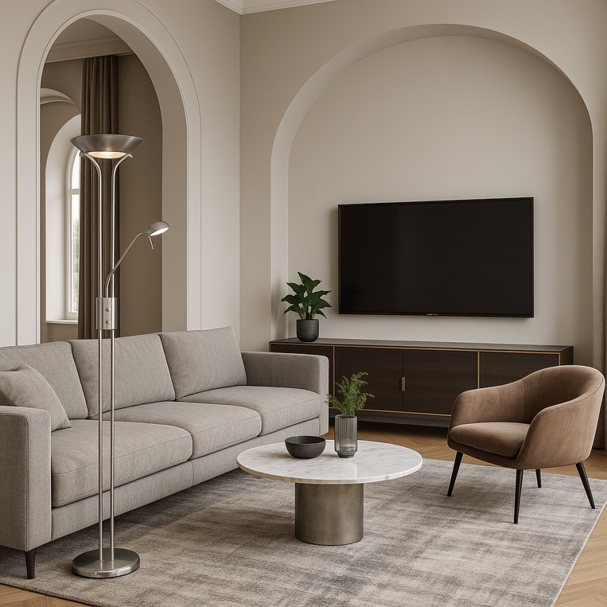 Brilagi - Ρυθμιζόμενη επιδαπέδια λάμπα SCARLETT 1xR7s/230W/230V + 1xG9/40W ματ χρώμιο