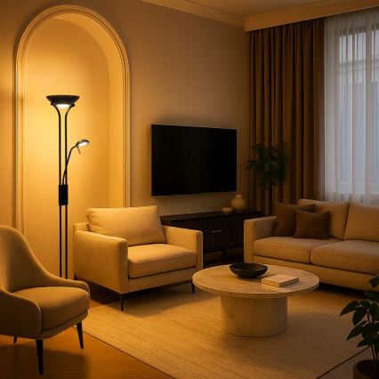 Brilagi - Ρυθμιζόμενο επιδαπέδιο φωτιστικό SCARLETT 1xR7s/230W/230V + 1xG9/40W μαύρο