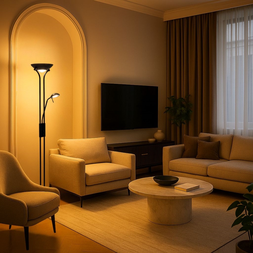 Brilagi - Ρυθμιζόμενο επιδαπέδιο φωτιστικό SCARLETT 1xR7s/230W/230V + 1xG9/40W μαύρο