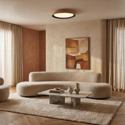 Brilagi - Ρυθμιζόμενο φωτιστικό οροφής LED FLOCO LED/48W/230V 3000-6500K Ø 40 cm απομίμηση ξύλου/μαύρο + τηλεχειριστήριο