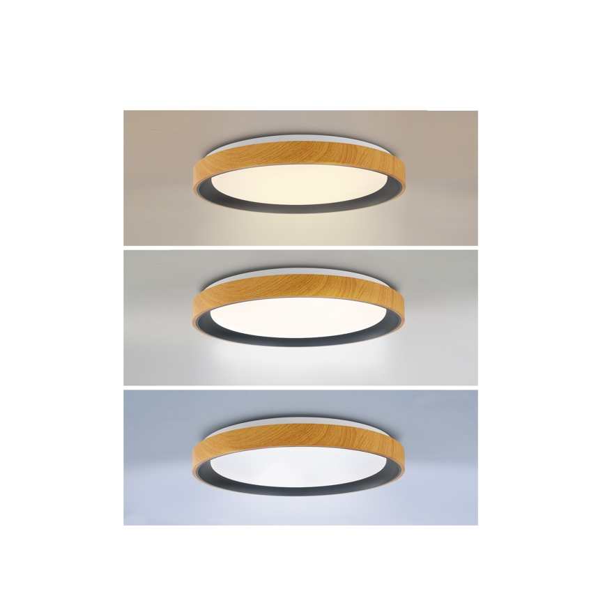 Brilagi - Ρυθμιζόμενο φωτιστικό οροφής LED FLOCO LED/48W/230V 3000-6500K Ø 40 cm απομίμηση ξύλου/μαύρο + τηλεχειριστήριο