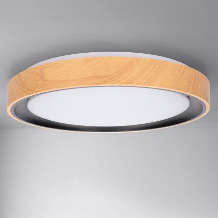 Brilagi - Ρυθμιζόμενο φωτιστικό οροφής LED FLOCO LED/48W/230V 3000-6500K Ø 40 cm απομίμηση ξύλου/μαύρο + τηλεχειριστήριο