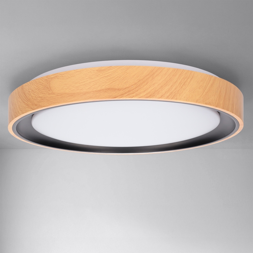 Brilagi - Ρυθμιζόμενο φωτιστικό οροφής LED FLOCO LED/48W/230V 3000-6500K Ø 40 cm απομίμηση ξύλου/μαύρο + τηλεχειριστήριο
