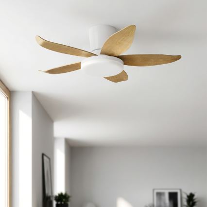 Brilagi - Ρυθμιζόμενος ανεμιστήρας οροφής LED/32W/230V 95 cm λευκό/καφέ + τηλεχειριστήριο