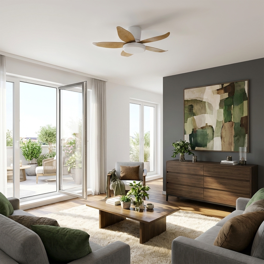 Brilagi - Ρυθμιζόμενος ανεμιστήρας οροφής LED/32W/230V 95 cm λευκό/καφέ + τηλεχειριστήριο