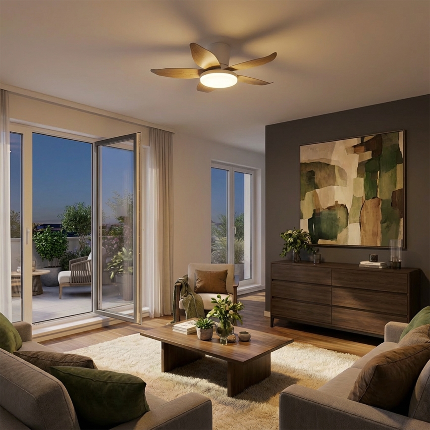 Brilagi - Ρυθμιζόμενος ανεμιστήρας οροφής LED/32W/230V 95 cm λευκό/καφέ + τηλεχειριστήριο