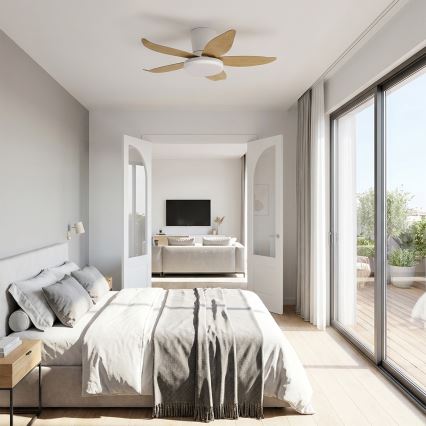 Brilagi - Ρυθμιζόμενος ανεμιστήρας οροφής LED/32W/230V 95 cm λευκό/καφέ + τηλεχειριστήριο