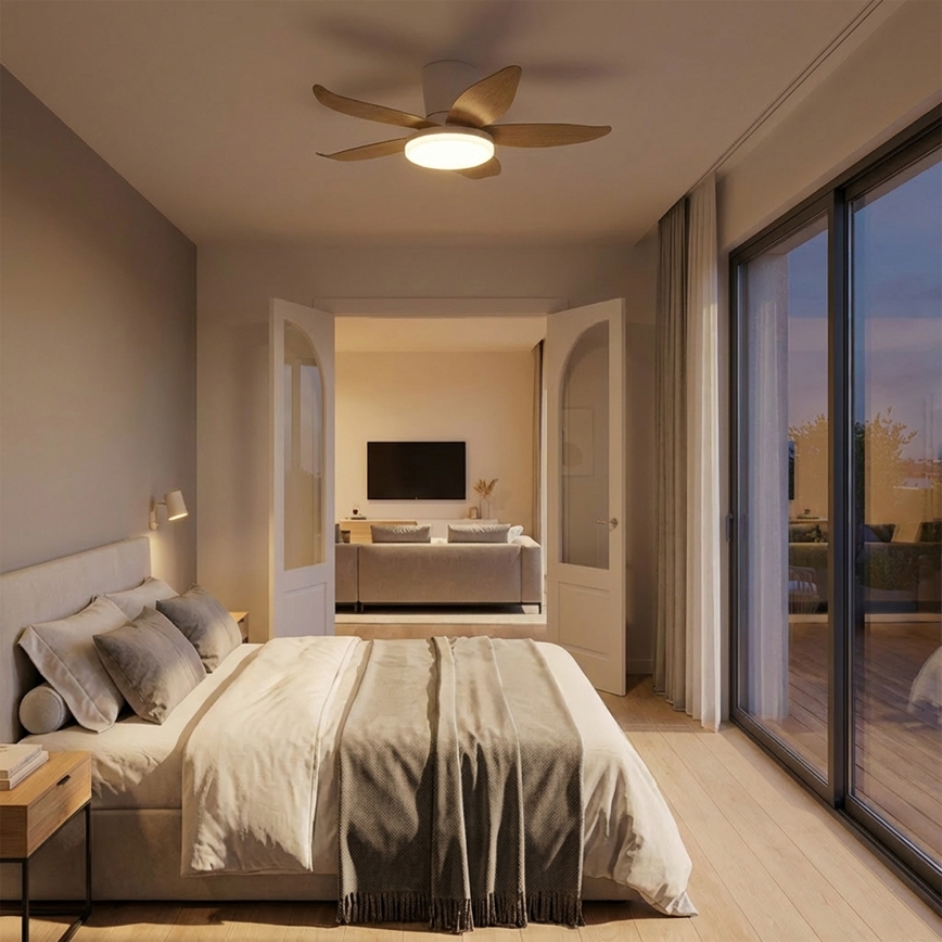 Brilagi - Ρυθμιζόμενος ανεμιστήρας οροφής LED/32W/230V 95 cm λευκό/καφέ + τηλεχειριστήριο