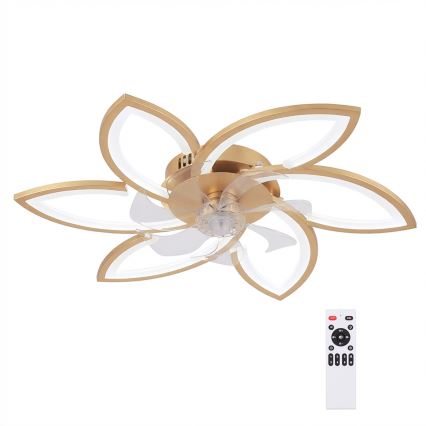 Brilagi - Ρυθμιζόμενος ανεμιστήρας οροφής LED/34W/230V 3000-6500K, διάμ. 78 cm, χρυσός + τηλεχειριστήριο