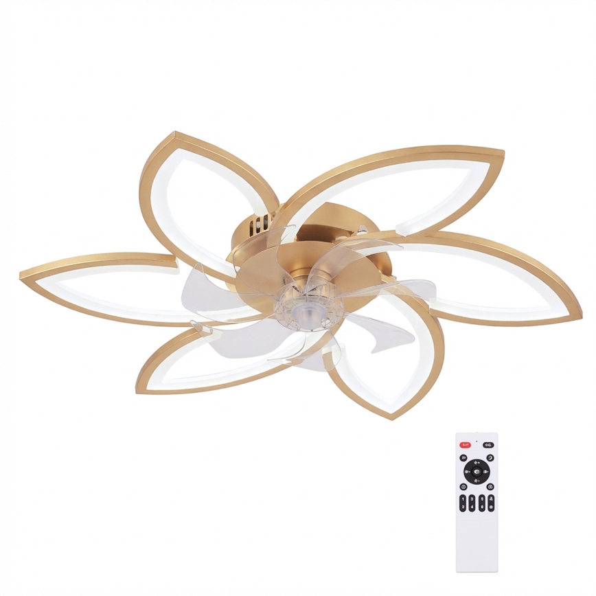 Brilagi - Ρυθμιζόμενος ανεμιστήρας οροφής LED/34W/230V 3000-6500K, διάμ. 78 cm, χρυσός + τηλεχειριστήριο