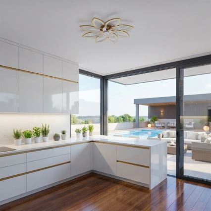 Brilagi - Ανεμιστήρας οροφής με LED και ρύθμιση φωτεινότητας, 43W/230V, διάμ. 90 εκ., χρυσό + τηλεχειριστήριο