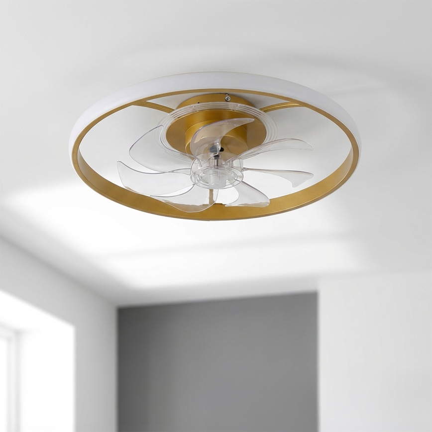 Brilagi - Ρυθμιζόμενος ανεμιστήρας οροφής με LED, 66W/230V, 55 cm, λευκό/χρυσό + τηλεχειριστήριο
