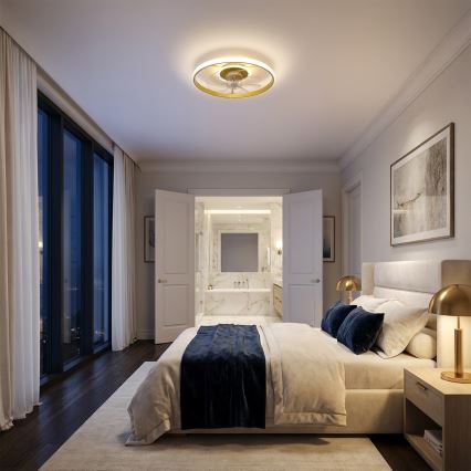 Brilagi - Ρυθμιζόμενος ανεμιστήρας οροφής με LED, 66W/230V, 55 cm, λευκό/χρυσό + τηλεχειριστήριο