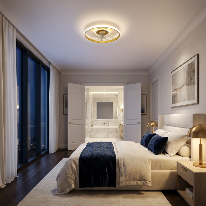 Brilagi - Ρυθμιζόμενος ανεμιστήρας οροφής με LED, 66W/230V, 55 cm, λευκό/χρυσό + τηλεχειριστήριο