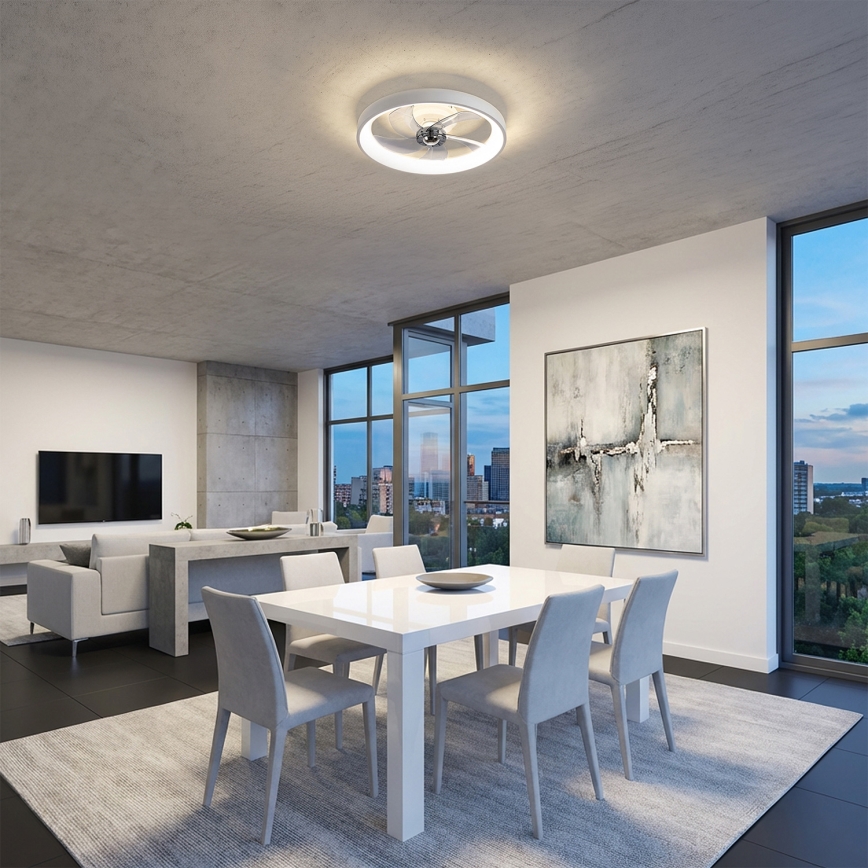 Brilagi - Ανεμιστήρας οροφής LED με ρυθμιζόμενο φωτισμό, 34W/230V, διάμετρος 50 cm, λευκός + τηλεχειριστήριο