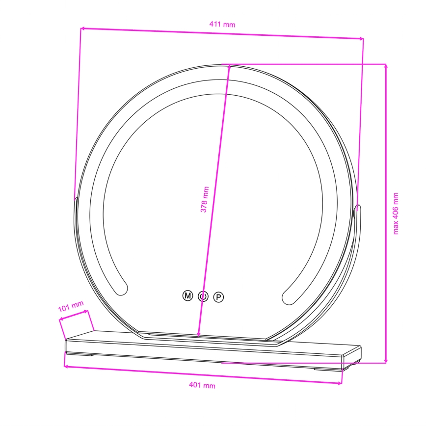 BRILAGI - Ρυθμιζόμενος καθρέφτης για μακιγιάζ CALIFORNIA LED/14W/230V 3000/4000/6500K 44x40 cm μαύρος