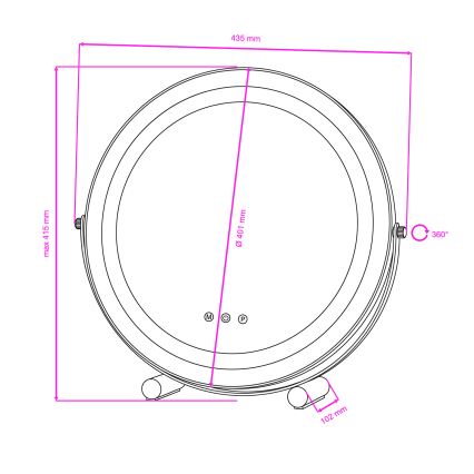 BRILAGI - Ρυθμιζόμενος LED καθρέφτης μακιγιάζ CALIFORNIA LED/17W/230V 3000/4000/6500K, διάμ. 42 cm, μαύρος