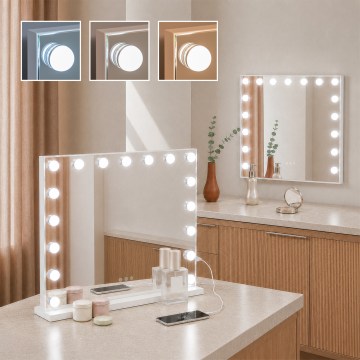 BRILAGI - Ρυθμιζόμενος LED καθρέφτης μακιγιάζ HOLLYWOOD LED/15W/230V CCT + 2x USB 60x50 cm λευκός