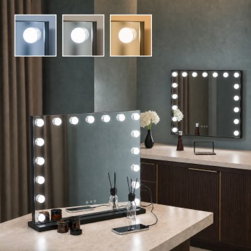 BRILAGI - Ρυθμιζόμενος LED καθρέφτης μακιγιάζ HOLLYWOOD LED/15W/230V CCT + 2x USB 60x50 cm μαύρος