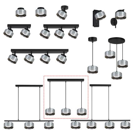 Brilagi - LED RGB+CCT Ρυθμιζόμενο κρεμαστό φωτιστικό με καλώδιο AURA LUX 3xGX53/14W/230V 2700-6500K Wi-Fi Tuya μαύρο/καπνιστό