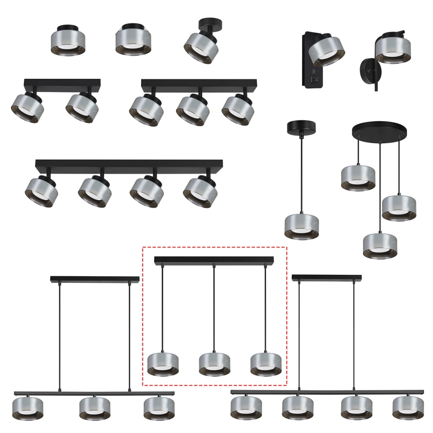 Brilagi - LED RGB+CCT Ρυθμιζόμενο κρεμαστό φωτιστικό με καλώδιο AURA LUX 3xGX53/14W/230V 2700-6500K Wi-Fi Tuya μαύρο/καπνιστό