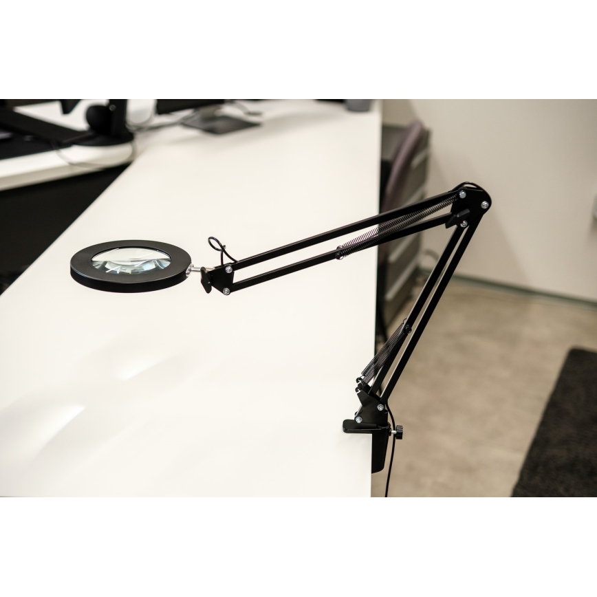 Brilagi - Ρυθμιζόμενο επιτραπέζιο φωτιστικό LED με μεγεθυντικό φακό LENS LED/12W/5V 3000/4200/6000K μαύρο