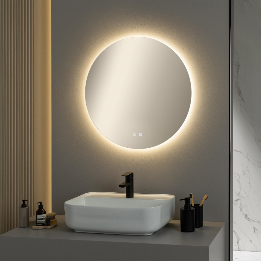 Brilagi - LED θερμαινόμενος καθρέφτης μπάνιου DEMI ECO LED/12W/230V Ø 60 cm IP44 CRI 90, με ρυθμιζόμενη φωτεινότητα + CCT