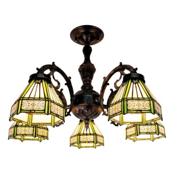 BRILAGI - Tiffany φωτιστικό οροφής με βιτρό EMERALD 5xE27/60W/230V διάμ. 60 cm