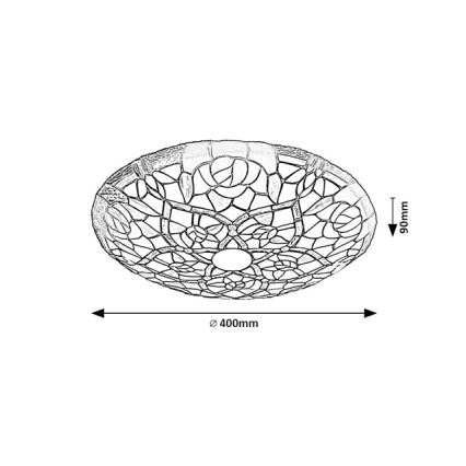 Brilagi - Tiffany φωτιστικό οροφής με βιτρό GARLAN 2xE27/60W/230V
