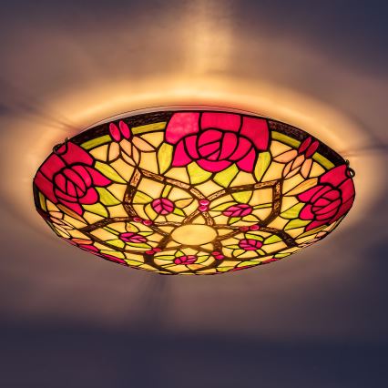 Brilagi - Tiffany φωτιστικό οροφής με βιτρό GARLAN 2xE27/60W/230V