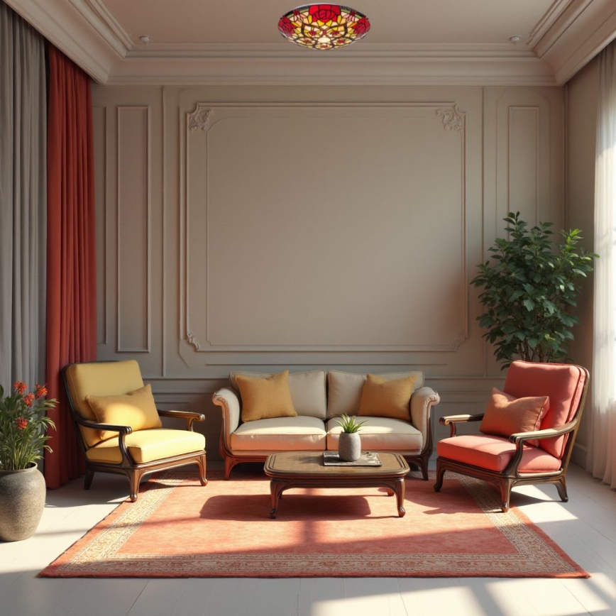 Brilagi - Tiffany φωτιστικό οροφής με βιτρό GARLAN 2xE27/60W/230V