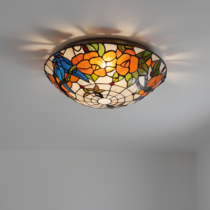Brilagi - Tiffany φωτιστικό οροφής με βιτρό JUNGLE 2xE27/60W/230V Ø 40 cm