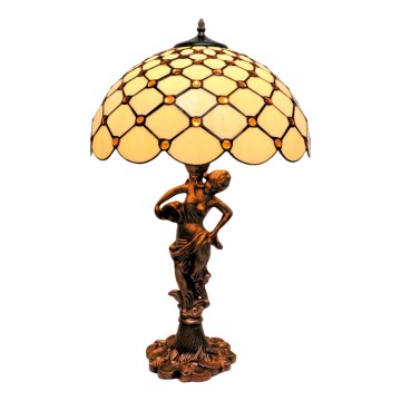 BRILAGI - Tiffany επιτραπέζιο φωτιστικό βιτρώ IVORY SMOOTH 1xE27/60W/230V